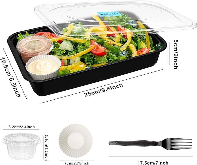 20 Pack (122 Pcs) 38 OZ Disposable Meal Prep Containers Plastic Food Container with Lids for Snack BPA Free, Microwave and Freezer Safe, To Go & Take Out Food Containers with Lids for Microwave Dishes