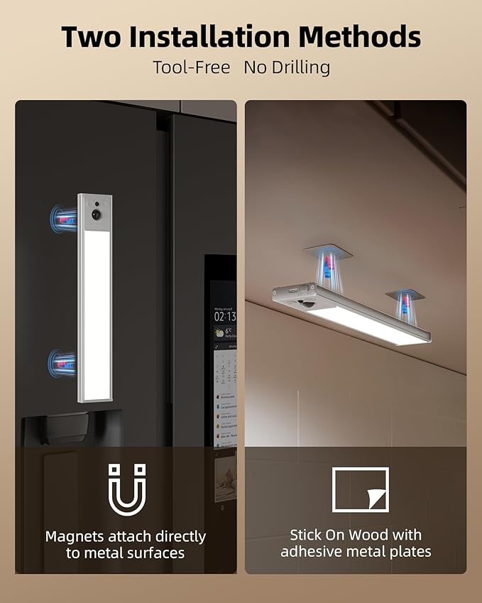 EZVALO 3 Pack Under Cabinet Lighting, 2400mAh Rechargeable Motion Sensor Light, 10inch Magnetic Closet Lights with Dimmable & 3 Color Temps, Wireless Motion Activated Lights with Remote for Kitchen