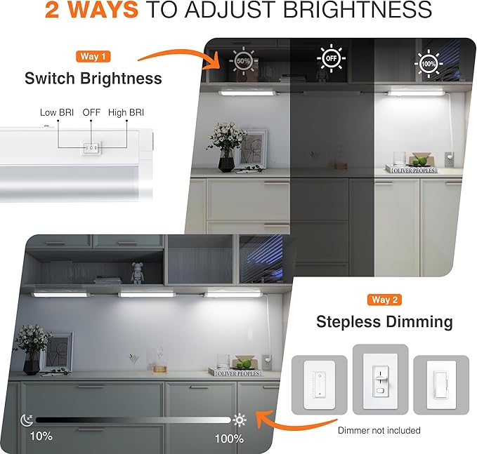 12inch Linkable Under Cabinet Lighting Hardwired Plug-in, Wired led Under Cabinet Lights with 5 CCT (2700/3000/3500/4000/5000) & Dimmable, Under Counter Lights for Kitchen, 6W, 600LM, 1 Pack