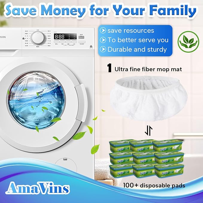 5 Pack Reusable 100% Cotton Mop Pads Compatible with Swiffer Sweeper Mop, Wet and Dry Flat mop Cover, Washable Mop Pads for Surface/Hardwood Floor Cleaning (Mop is Not Included)