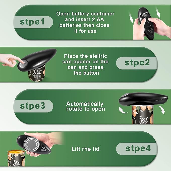 One Touch Battery Operated Electric Can Opener Fits Almost Size Can With Smooth Edge, Hands Free Electric Can Openers for Kitchen, Kitchen Gadgets Automatic Electric Can Opener for Seniors, Arthritis