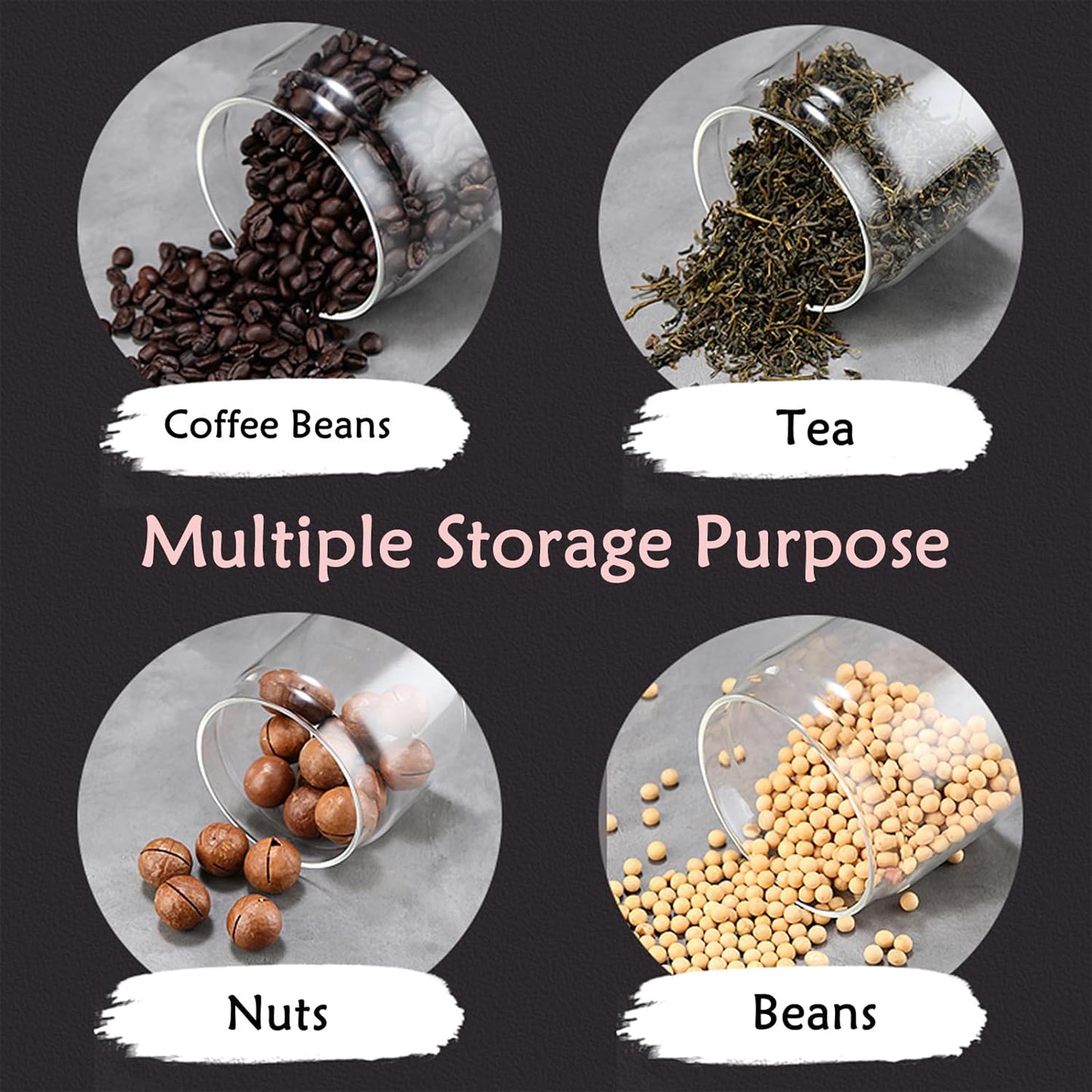 LOEZ Coffee Bean Storage Container Airtight, Lid Sealed with Press-Down Vacuum, Borosilicate Glass Coffee Canister, Food Storage, Coffee Bar for Ground Coffee, Tea, Beans, Spices (Extra Large - Gray)