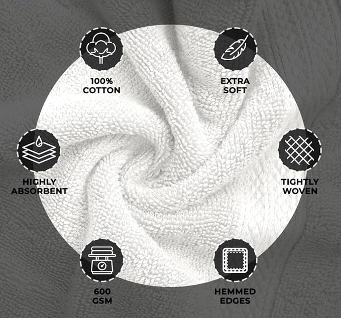 Avalon Towels Luxury Washcloths (Value Pack of 12) – Premium Cotton, Soft & Absorbent Wash Cloths for Body and Face, Hotel and Spa Quality Wash Clothes, Quick Dry and Machine Washable (White)