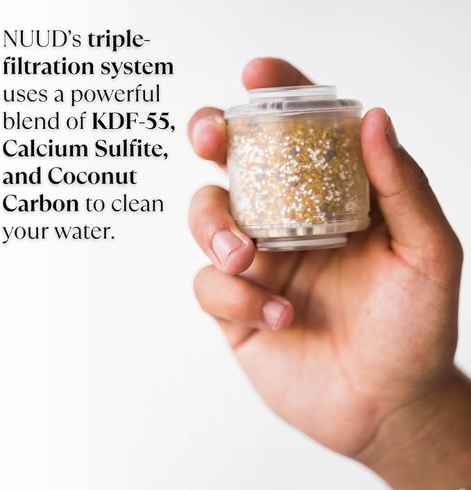 NUUD Filtered Shower Head - Removes Chlorine, Heavy Metals & Contaminants for Healthier Scalp, Skin & Hair | Protects Colored Hair & Soothes Dry Skin - High Pressure Shower Head Filter - Black