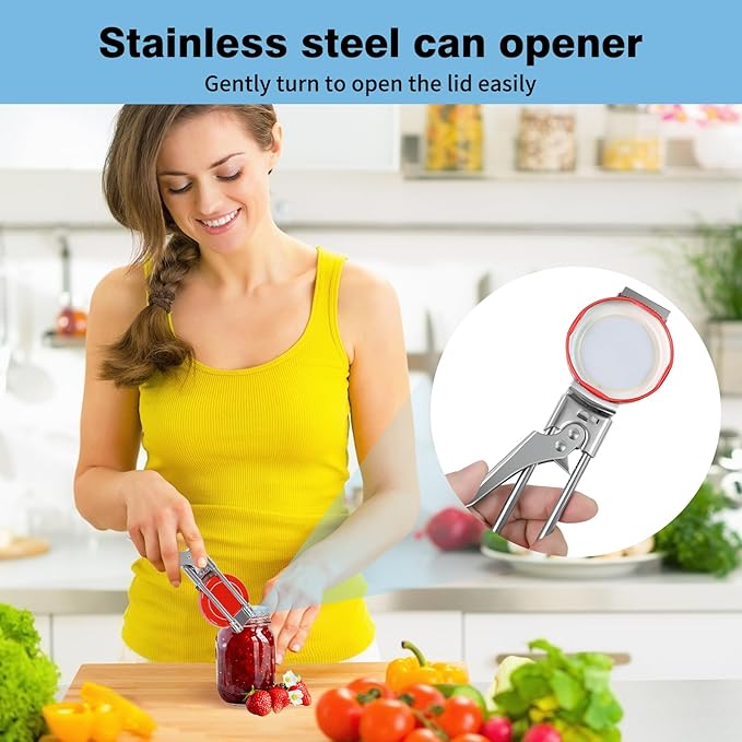 Bottle Opener & Jar Opener for Weak Hands, Adjustable Stainless Steel Can Opener, Multifunctional Jar Lid Opener Gripper for Seniors with Arthritis