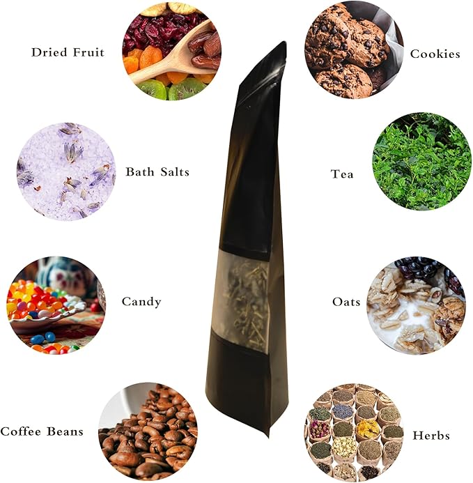 100 PCS Resealable Stand Up Kraft Paper Bags With Matte Window, Zipper Lock Food Storage for Small Business and Home, 5.91 * 9.05 Inches Reusable Sealable Packaging - Black