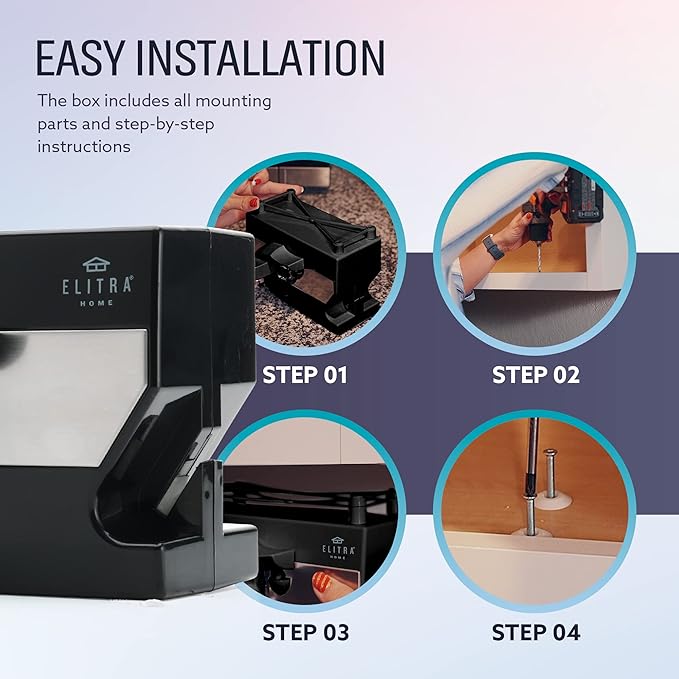 3 in 1 Under the Cabinet Electric Can Opener, Blade Sharpener, Bottle Opener, Under The Counter Mount, For Large And Small Cans (Black)