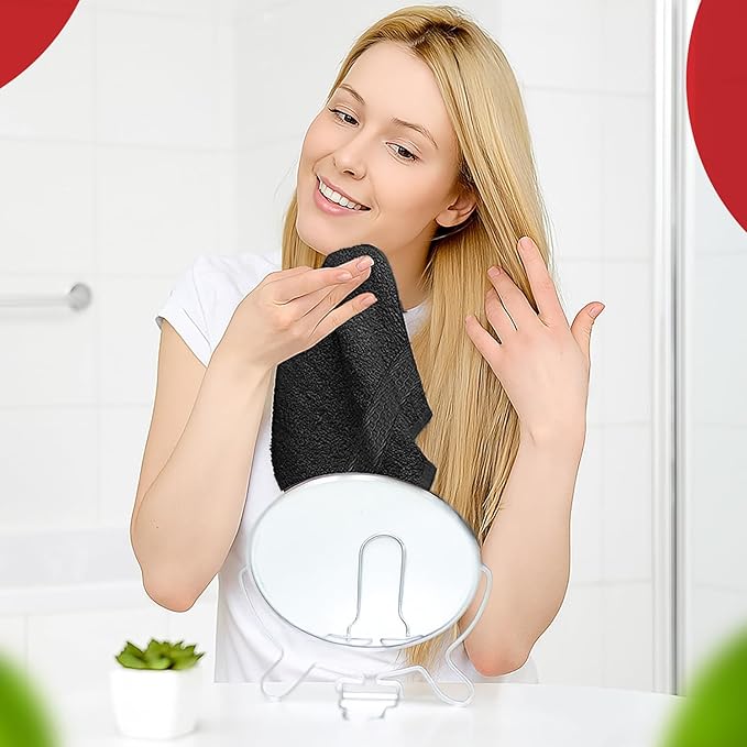 RIVERSIDE 12 Pack Premium 100% Cotton Face Washcloths, 550 GSM, 12 x 12 Inches, Soft, Absorbent Towels for Body & Shower, Bathroom Wash Clothes, Durable Face Towels Set for Spa, Gym, Black