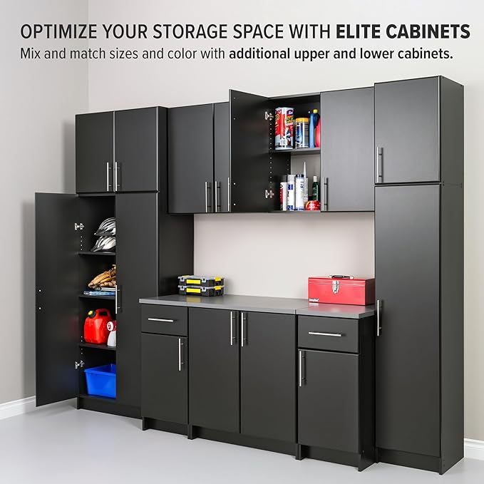 Prepac Elite 65 in. Engineered Wood Narrow Storage Cabinet in Black