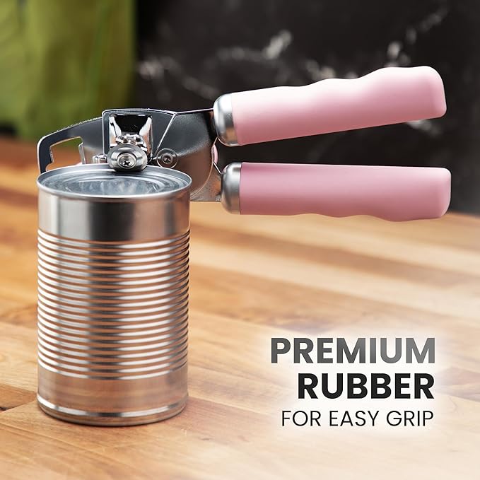 Zulay Kitchen Heavy Duty Stainless Steel Can Opener Manual with Bottle Opener - Rust Proof Manual Can Opener With Turn Knob & Soft Grip Handles