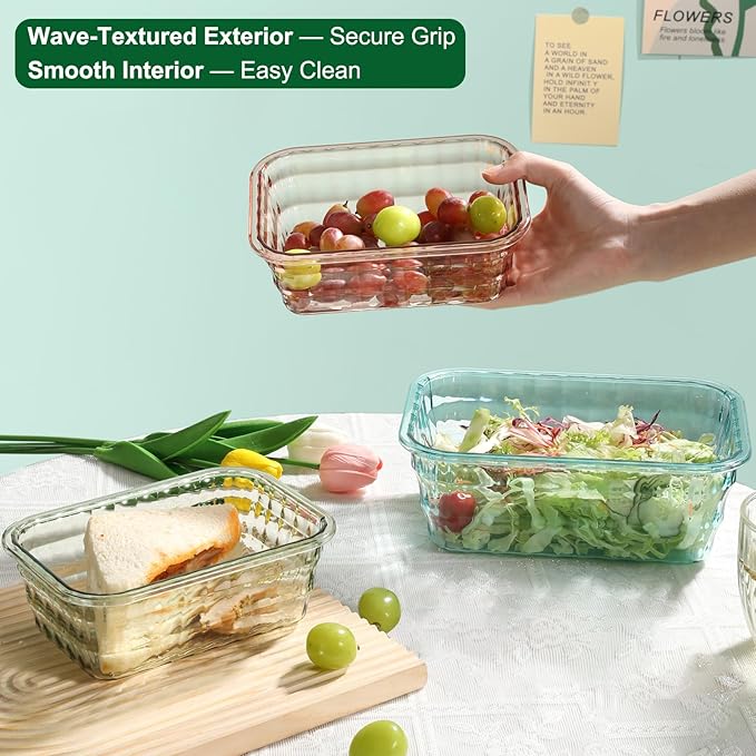 Taiuloo Set of 3 Food Storage Containers with Lids & Handle, BPA Free Plastic Meal Prep & Salad Bowl Containers To Go for Lunch, Salad Serving Bowls for Snack, Fruit, Veggie, Blue