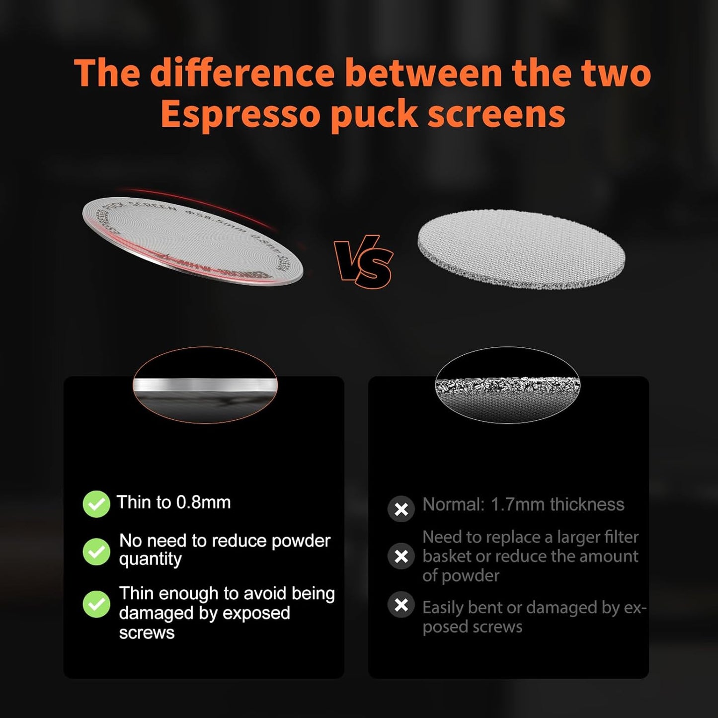 MHW-3BOMBER 51mm Puck Screen Metal Espresso Puck Screen Reusable Coffee Filter for 51mm Portafilter Basket 0.8mm Thickness FG5580S-OS