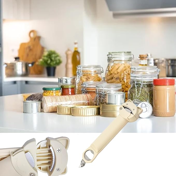 AHN Magnetic Bottle Opener & Jar Opener - Multi-Function Gripper for Tight Lids Cans Twist-Off Caps with Strong Suction Base Kitchen Gadgets, Gift for Elderly/Rheumatoid Arthritis (Off-White)