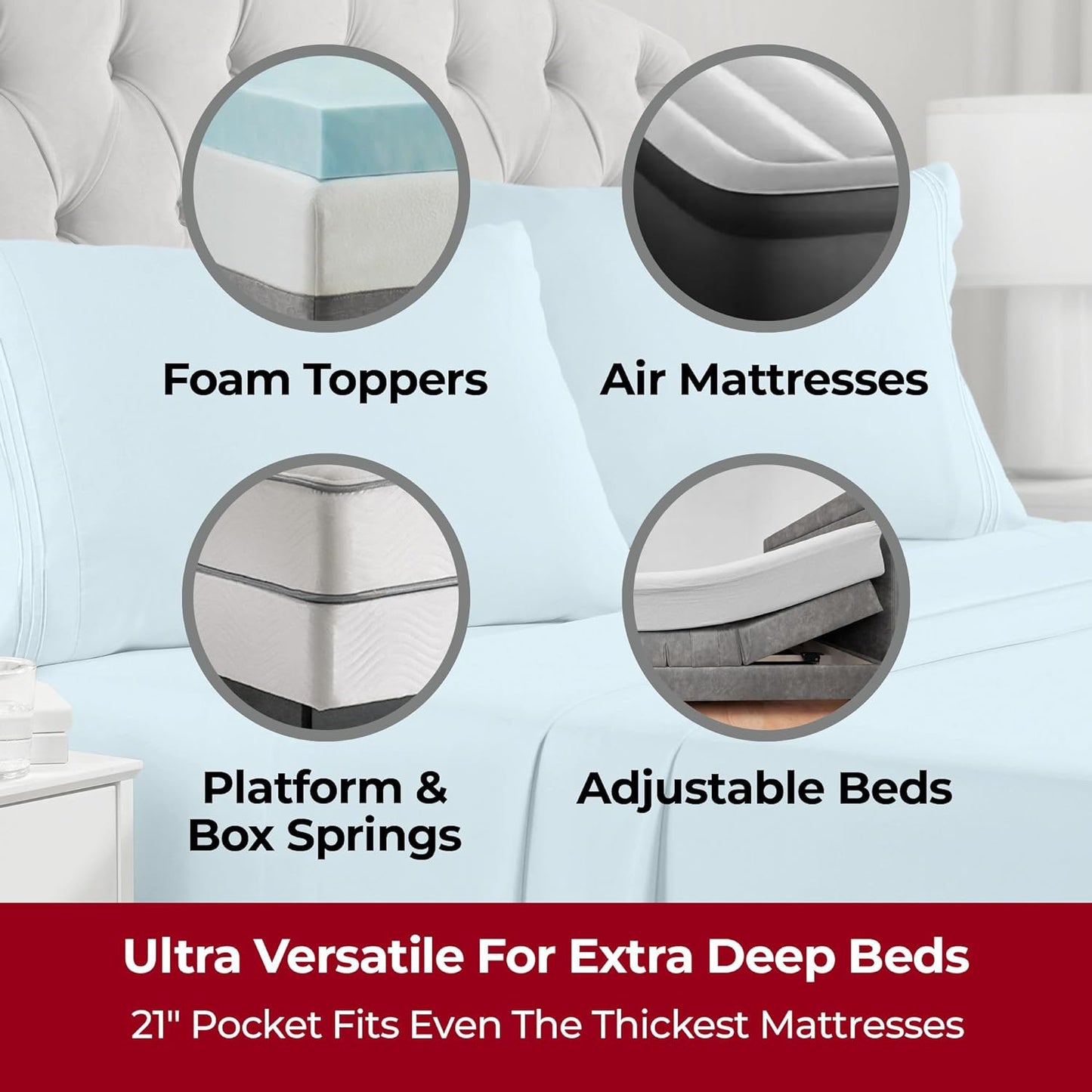 Mellanni Extra Deep California King Sheets - 4 PC Iconic Collection Bedding - Hotel Luxury, Ultra Soft, Cooling Bed Sheets - Wrinkle, Fade, Stain Resistant (Cal King, Aqua)