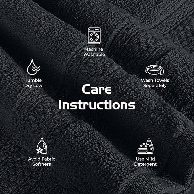 RIVERSIDE 12 Pack Premium 100% Cotton Face Washcloths, 550 GSM, 12 x 12 Inches, Soft, Absorbent Towels for Body & Shower, Bathroom Wash Clothes, Durable Face Towels Set for Spa, Gym, Charcoal