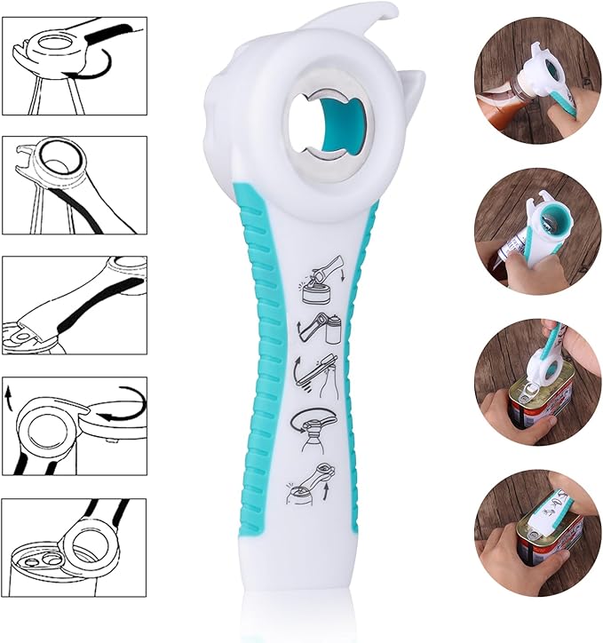 Astofli 5 Pack Jar Opener For Seniors With Arthritis, Easy Twist Lid Opener Jar Opener For Opening Jars With 2 PCS Rubber Jar Gripper, Jar Openers For Seniors, Multi Can Openers For Seniors