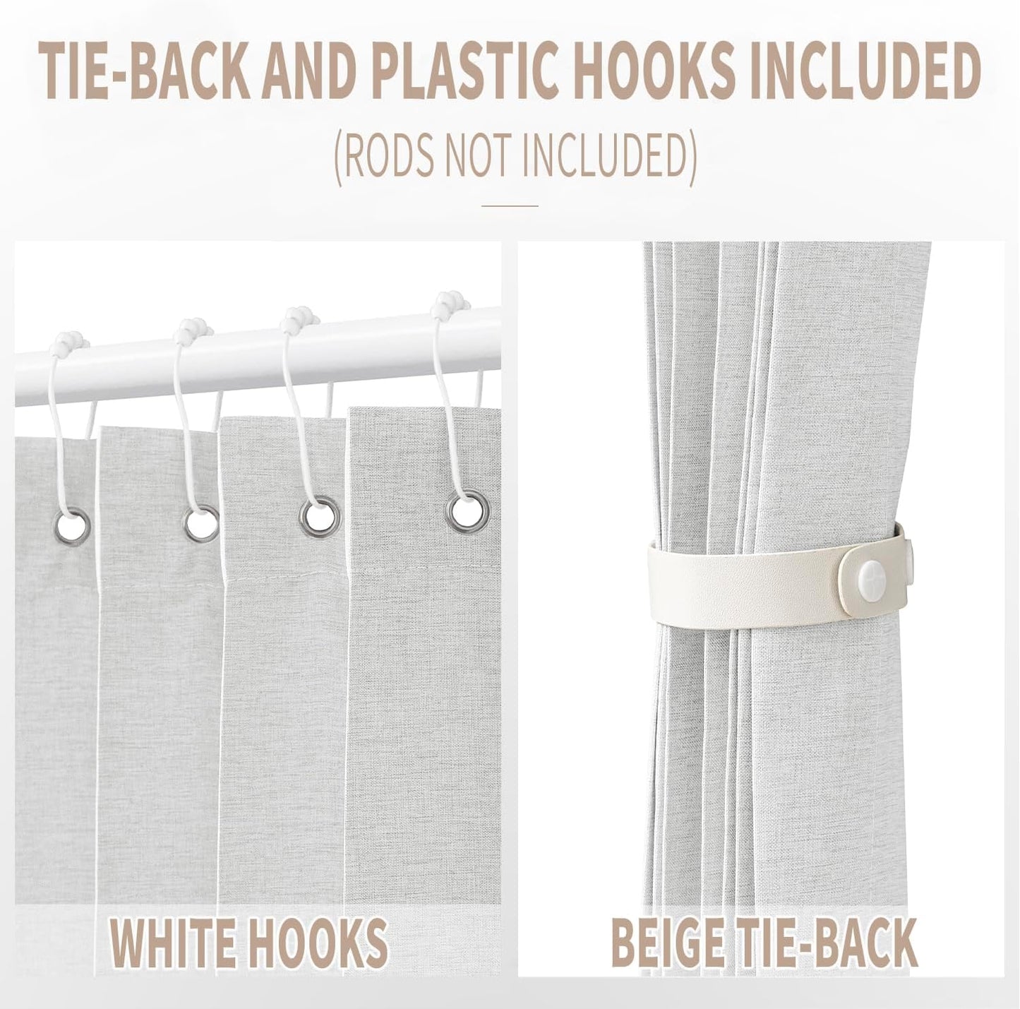 Vatge Accordion Door Curtains for Closet, Laundry Room Curtain for Doorway, Hallway Curtain for Space Privacy, 1 Panel with Tieback, W39 x L78, Stone White
