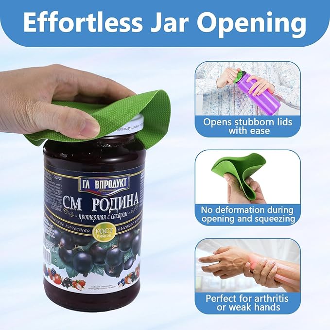 Non-Slip Rubber Jar Opener Pad - Easy Grip Kitchen Tool for Opening Lids, Cans & Bottles - Ideal for Arthritis & Weak Hands 6pcs