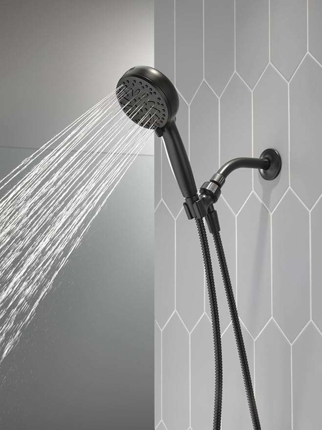 Delta Faucet ProClean Matte Black Shower Head with Handheld, Showerhead with High Pressure Spray, Handheld Shower Head, 6 Spray Settings, Matte Black 75740BL