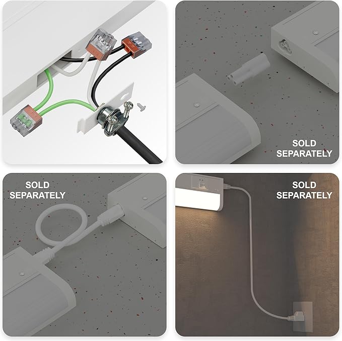 ZAGO 12 Inch LED Hardwired Under Cabinet Lighting with Clamp Connector, 5CCT Switchable, Undercounter Led Lights for Kitchen, 120V, 6W, 430-510LM, ETL & Damp Rated, White, 4 Packs
