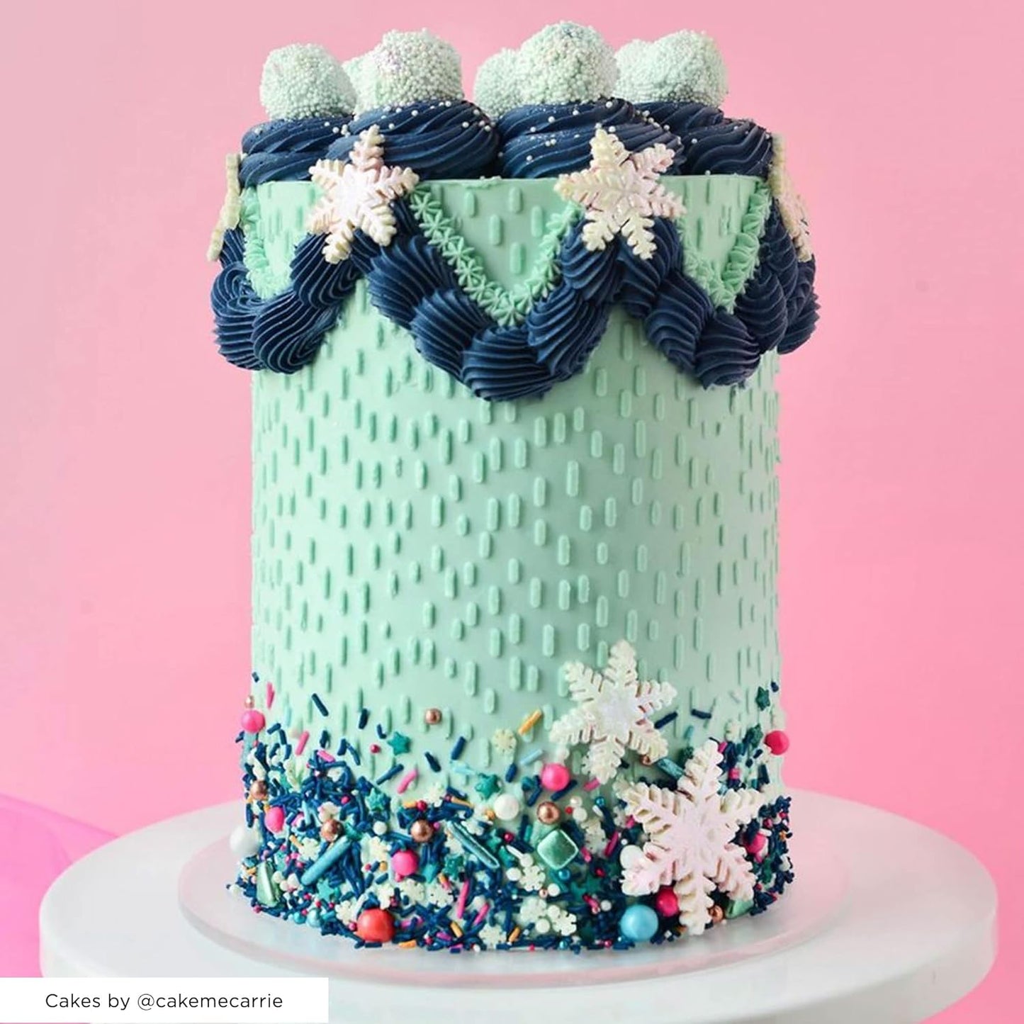 Cake Baking Stencil - Seamless Delicate Pattern for Decorating Tall Double Barrel Cake to Use with Buttercream, Royal Icing, Ganache, Paint, Airbrush (Reine)