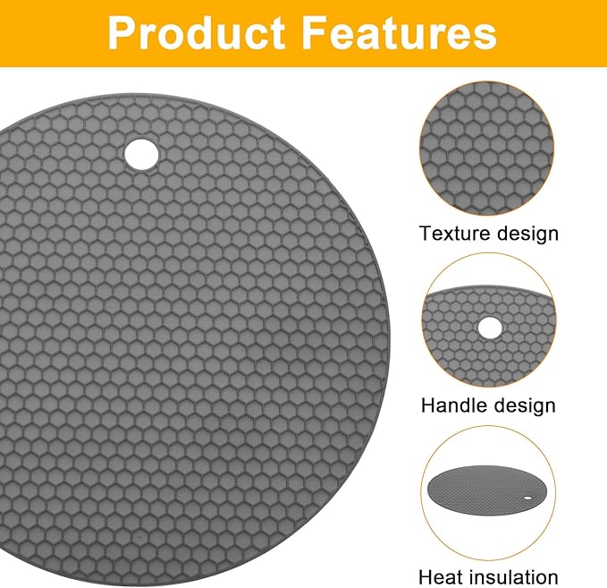 uxcell 3pcs Silicone Jar Opener Pads, 17.5cm/7" Texture Can Opener Multipurpose Round Bottle Lid Opener Non-Slip Coasters for Weak Hands Seniors Children, Gray