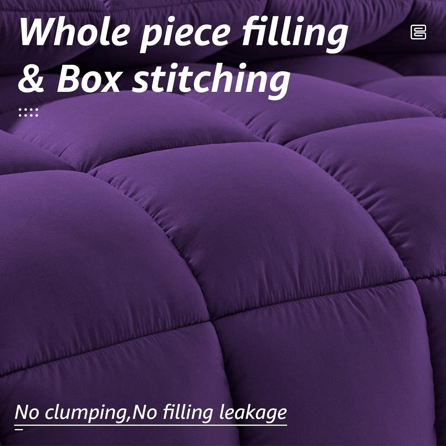 HYLEORY All Season Full Size Bed Comforter - Cooling Down Alternative Quilted Duvet Insert with Corner Tabs - Winter Warm - Machine Washable - Purple