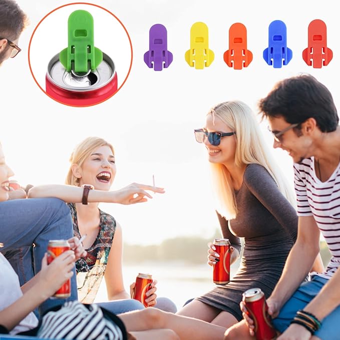 6 Pieces Manual Easy Can Opener, Soda Beer Can Opener Beverage Can Top Ring Opener Tool, Leakproof Soda Can Cover Can Openers for Pop, Coke, Beer, Soda, Aluminum Beverage