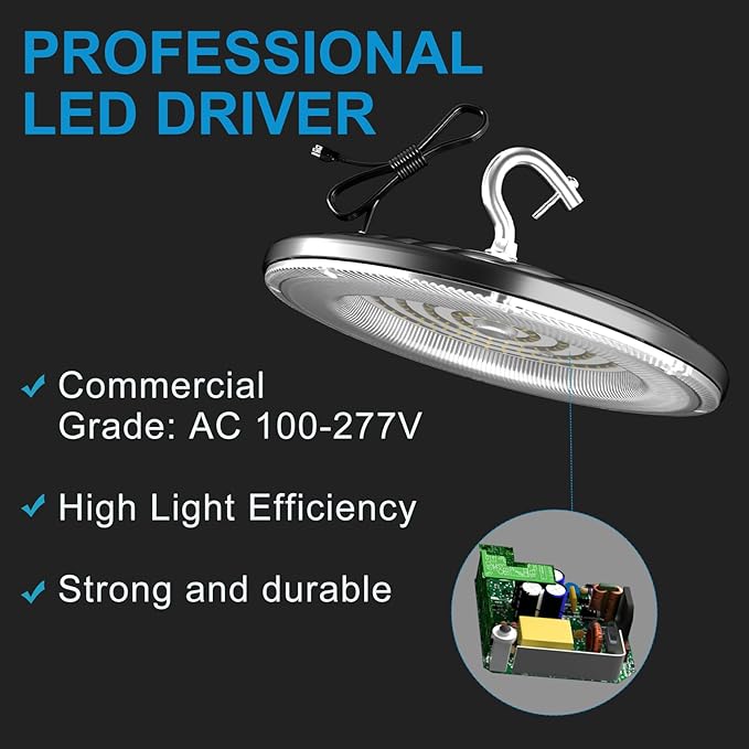 Lightdot 200W LED High Bay Light 30000lm (Eqv.800W MH/HPS) UFO High Bay Shop Light AC100-277V ETL Listed High Bay Lighting for Warehouse/Barn -10 Pack