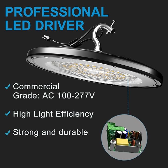 Lightdot 200W LED High Bay Shop Light 30000LM (Eqv.to 800W HPS/MH) UFO High Bay LED Lights, 5000K Daylight IP65 for Commercial Warehouse Lighting AC100-277V -8 Pack