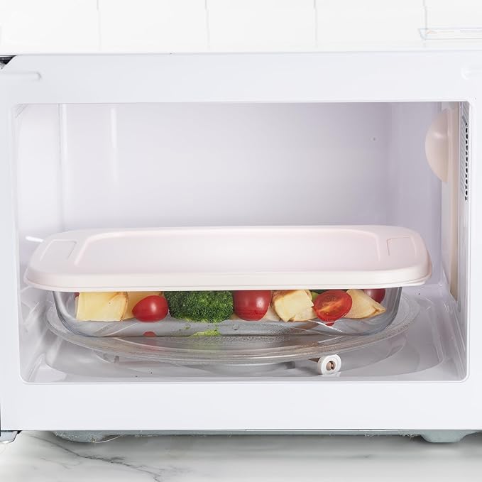 COOK WITH COLOR 8 PC. Glass Baking Dish Set with Lids - Deep Casserole Dish, Glass Food Container, Oven, Freezer and Microwave Safe, Clear Container, Pink