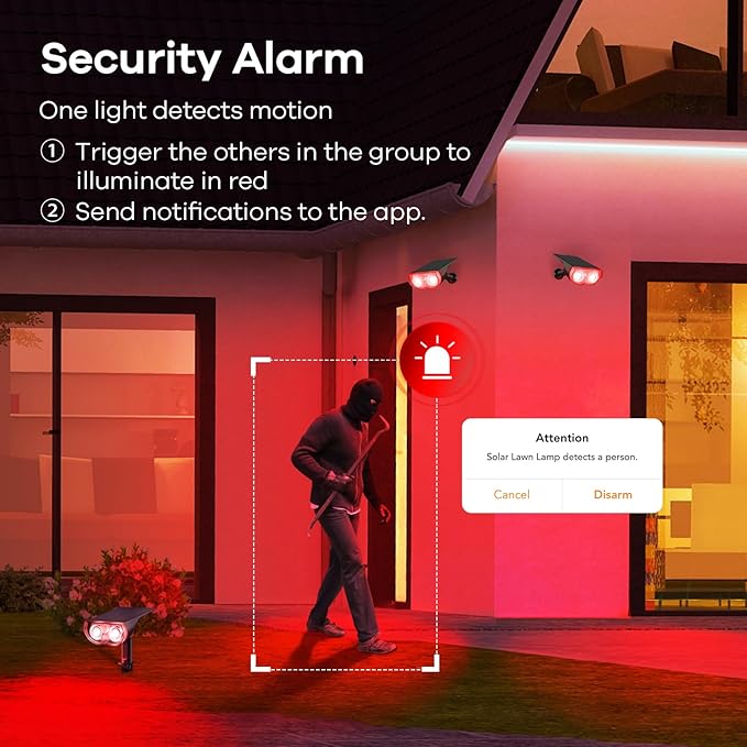 Linkind Smart Solar Lights Outdoor SL5 with Motion Sensor, APP Control Color Changing Solar Spot Lights Outdoor, IP65 Landscape Lighting, Halloween Decorations for Yard, Garden, Pathway(2 Pack)