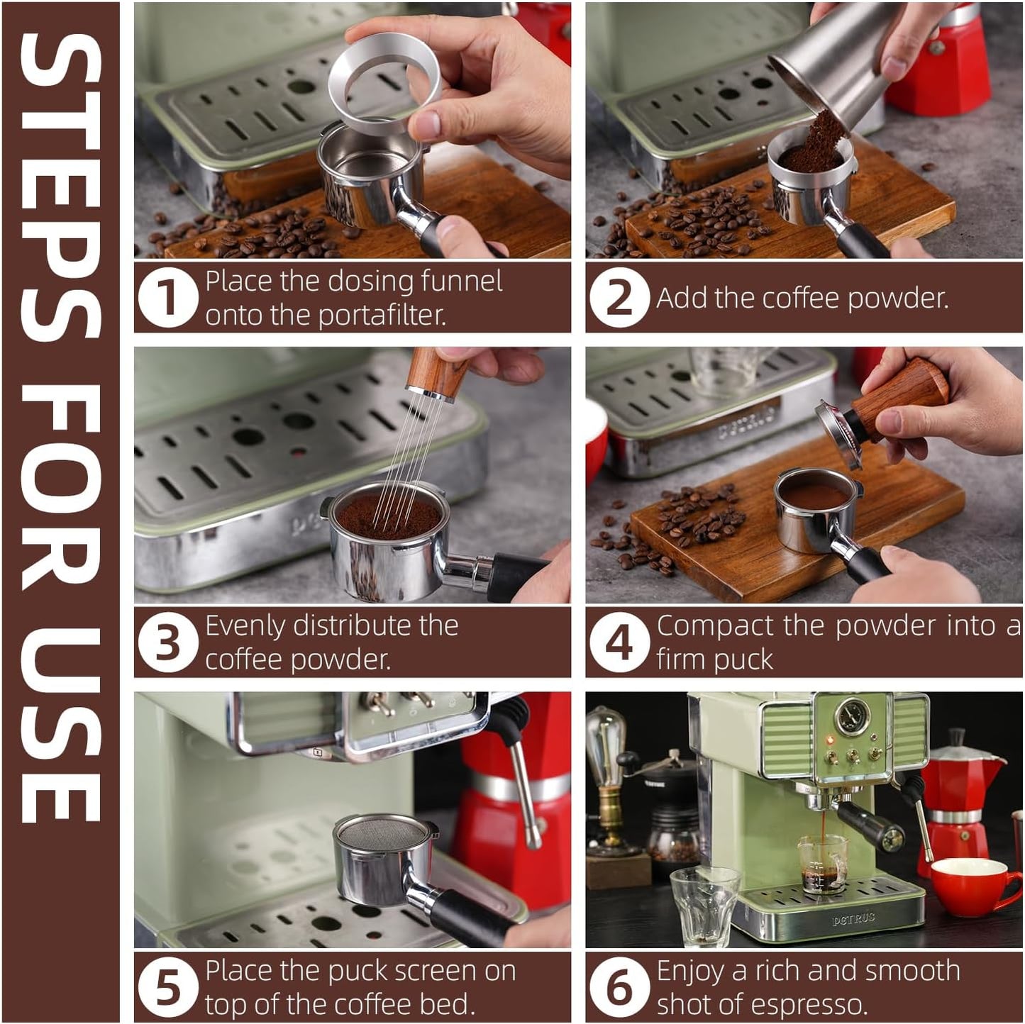 53.5mm Espresso Accessories Kit,Spring Loaded Calibrated Espresso Tamper,Wdt Tool Espresso & Dosing Funnel Set,Coffee Tamper Espresso Machine Accessories For 53.5 mm Portafilter Barista Tools