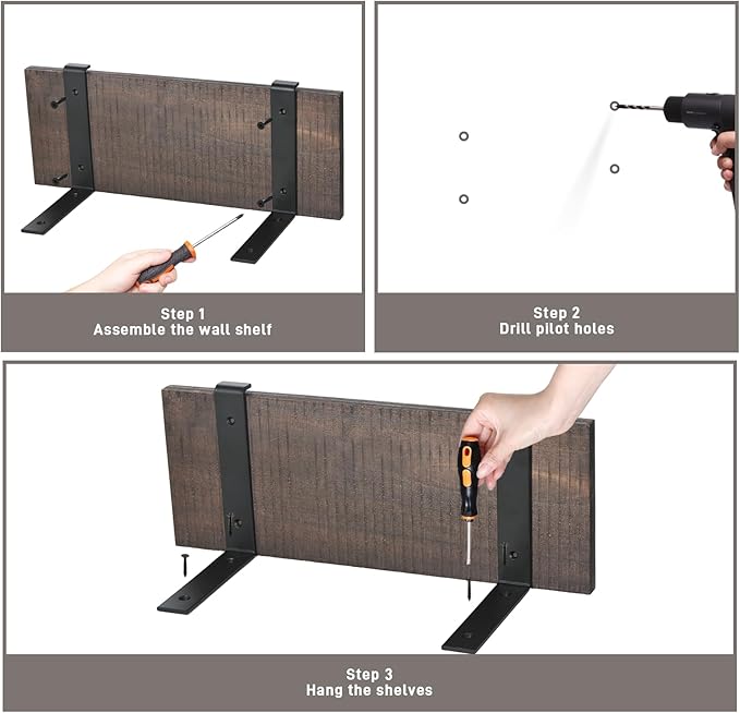 SheeChung Mason Jar Bathroom Accessories Set with Floating Shelves, Soap Dispenser, Toothbrush Holder, Qtip Holders, Paper Storage, Artificial Plant, Decor Sign, Farmhouse Bathroom Decor-Rustic Brown