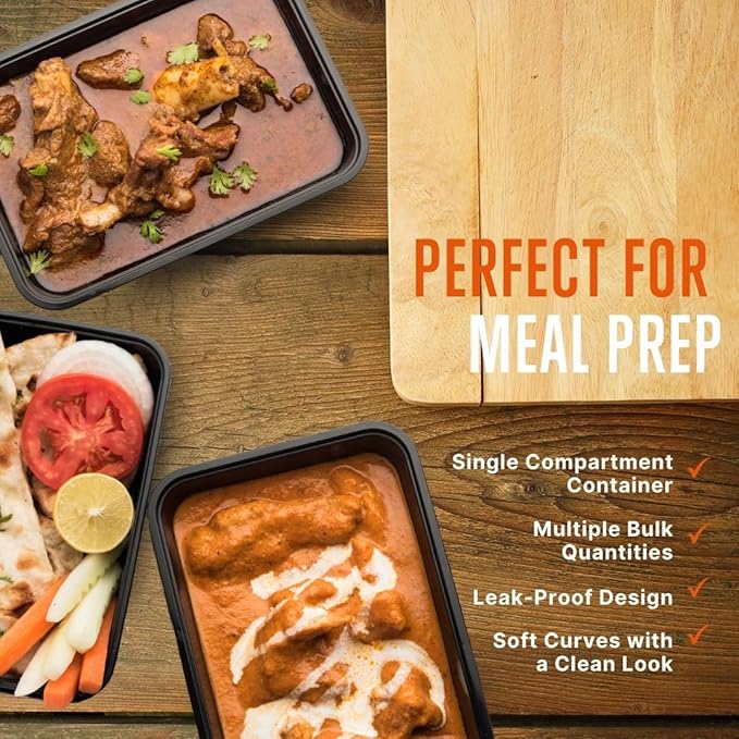 SQUATZ 50 Meal Prep Containers with Lids for Adults - 33oz, Microwave Safe, Reusable Food Storage, Freezer Safe, Leak-Free Lunch Container - Includes Utensils