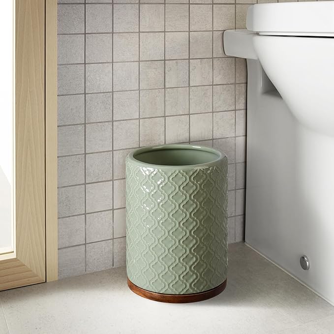 Bathroom Accessories Set 6 Pieces Toothbrush Holder Soap Dispenser Ceramic Bathroom Accessory Set Contain Toothbrush Cup Soap Dish Tumbler Green
