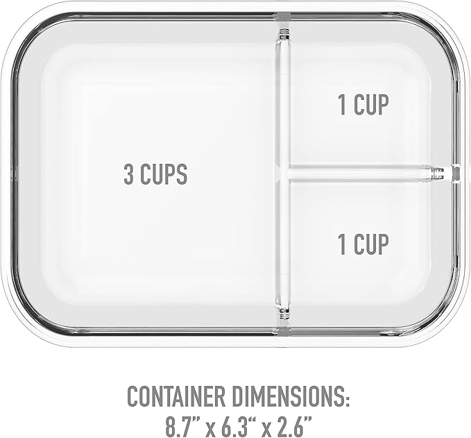 Bentgo Glass Lunch Box - Leak-Proof Bento-Style Food Container with Airtight Lid and Divided 3-Compartment Design - 5 Cup Capacity for Meal Prepping, and Portion-Controlled Meals for Adults (Green)