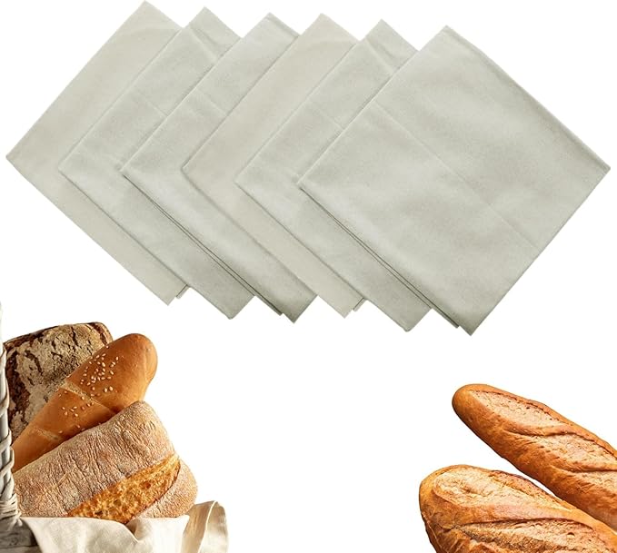 Unbleached Flour Sack Towels for Bread Proofing – Thick Cotton Baking Cloth for Baguettes, Ciabatta & Pastries – Reusable 28"x28" Towels, Set of 6