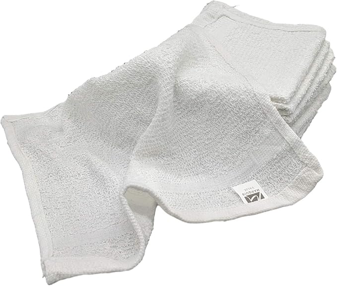 12 Inch x 12 Inch White Cotton Value Washcloths - Reusable Lt Weight Thin Cloth Rags - Bath/Exfoliating/Kitchen/Garage - 3/4 Lb per Dozen - Set of 240