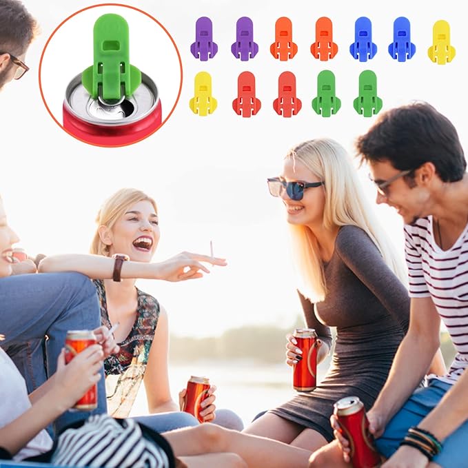 12 Pieces Manual Easy Can Opener, Soda Beer Can Opener Beverage Can Top Ring Opener Tool, Leakproof Soda Can Cover Can Openers for Pop, Coke, Beer, Soda, Aluminum Beverage