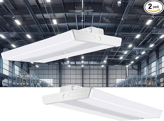 Lightdot 2 Pack LED High Bay Shop Lights, 4FT 240W 33600LM [Eqv.1000W MH/HPS] 5000K Daylight Linear Hanging Light for Garage Warehouse Gyms, 10 Lamp Fluorescent Fixture Replacement