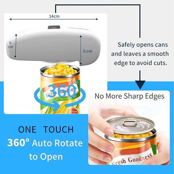 Electric Can Opener – USB Rechargeable with LED Display, Smooth Edge & Auto Stop, One-Touch Hands-Free Automatic Can Opener for Seniors & Arthritis, Works on All Can Types, Food-Safe Kitchen Gadgets