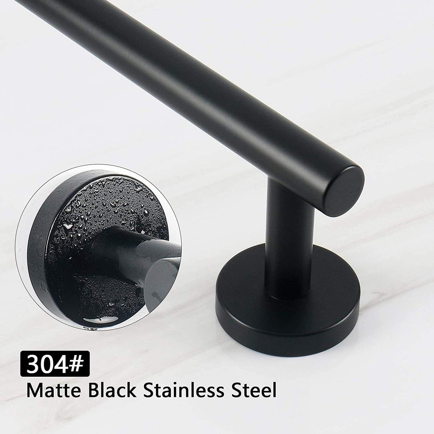 NearMoon Bathroom Towel Bar, Bath Accessories Thicken Stainless Steel Shower Towel Rack for Bathroom, Towel Holder Wall Mounted (1 Pack, Matte Black, 9 Inch)