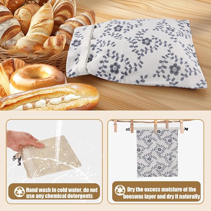 Reusable Bread Bags 2-Pack, Cotton Mesh Bags for Homemade Bread, Produce, Groceries, Freezer Storage, Washable & Durable Food Storage Pouches