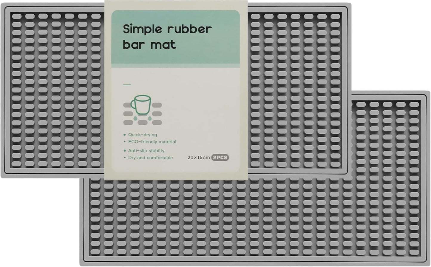 2 Pack Bar Mat, Drying Mat Household Bar Tools,Gray Cocktail Bar Mat 5.9''X12''，Suitable for Bar, Outdoor Camping, Home Bar Mats
