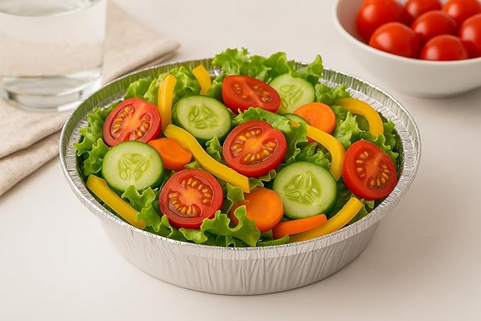 Ruthy's Outlet Round aluminum foil pans Disposable Tray Containers for Storing, Baking, Meal Prep & Reheating | Freezer & Oven Safe, Recyclable (30, 8" Round)