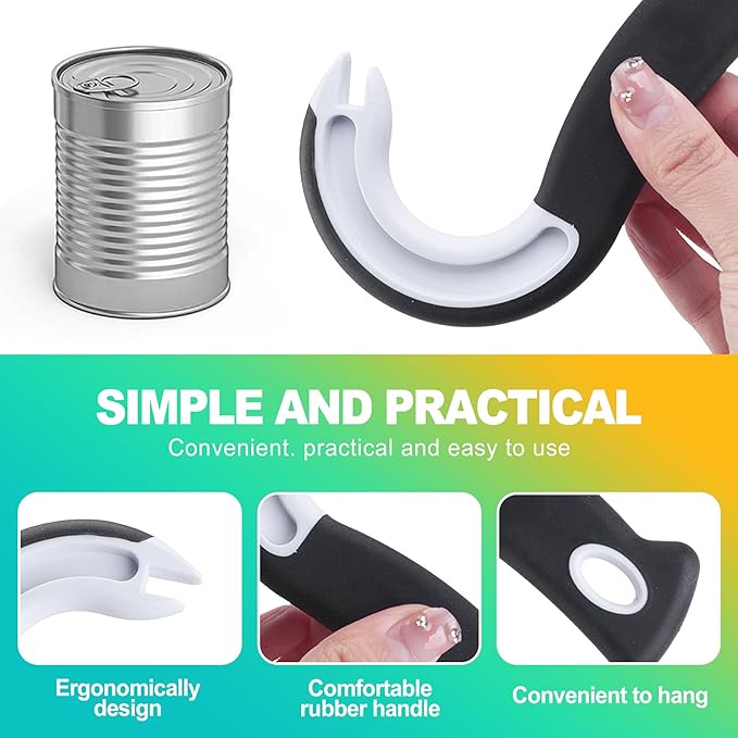 2 Pack Ring Pull Can Opener & Pull Tab Tool, Kitchen Gadget & Arthritis Aid for Weak Hands & Seniors, Easy Opener for Soda, Soup, Pet Food Cans, Protects Fingernails