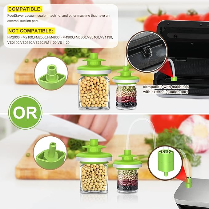 Mason Jar Vacuum Sealer, Jar Sealer and Accessory Hose for Foodsaver, Food Storage Vacuum Sealer Jar Attachment Kit with Lid Opener for Wide-Mouth & Regular-Mouth Mason Jar
