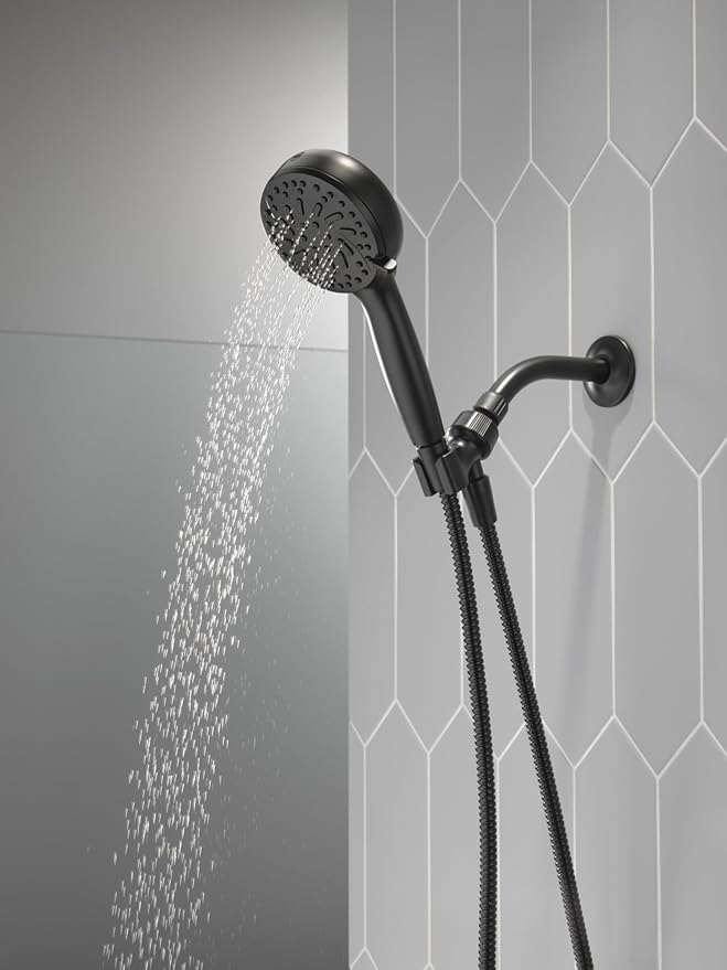 Delta Faucet ProClean Matte Black Shower Head with Handheld, Showerhead with High Pressure Spray, Handheld Shower Head, 6 Spray Settings, Matte Black 75740BL
