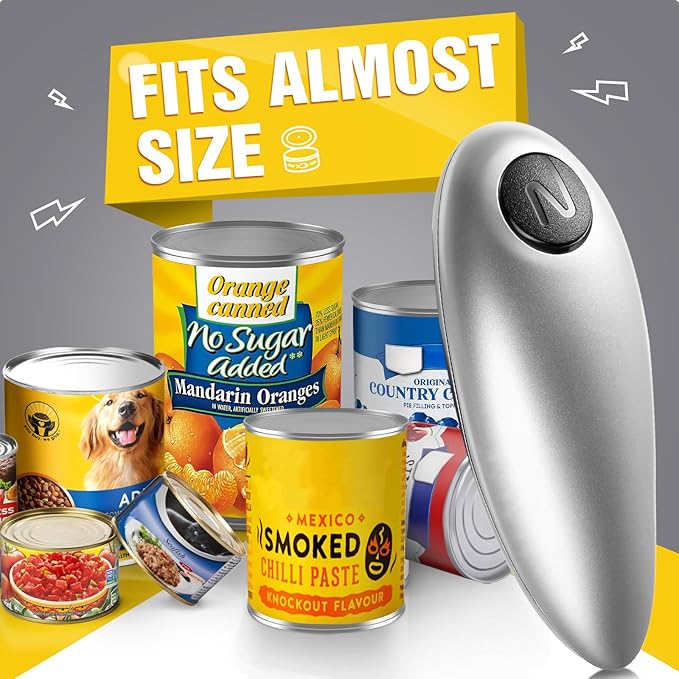 Kitassure Handsfree One Touch Electric Can Opener Easy and Fast Flex Side Cut All Can Sizes, Automatic Handheld Battery Operated Kitchen Gadget Gift with Smooth Edge Safety for Seniors & Arthritis